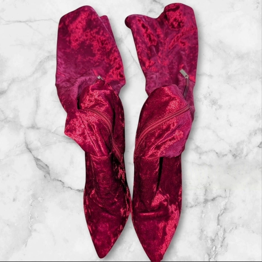 Anne Michelle Dedicate Velvet Thigh High Stilletos - Picture 3 of 5
